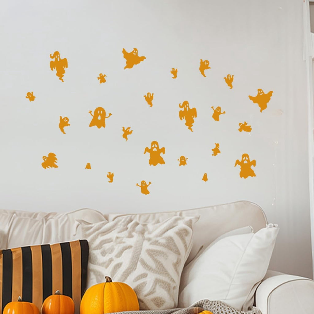 Vinyl Wall Decal - Halloween Ghost Pattern 16" x 30" - Halloween decoration, Seasonal Decor - Teens, Adults, Indoor, Outdoor, Wall, Door, Window, Living Room, Office