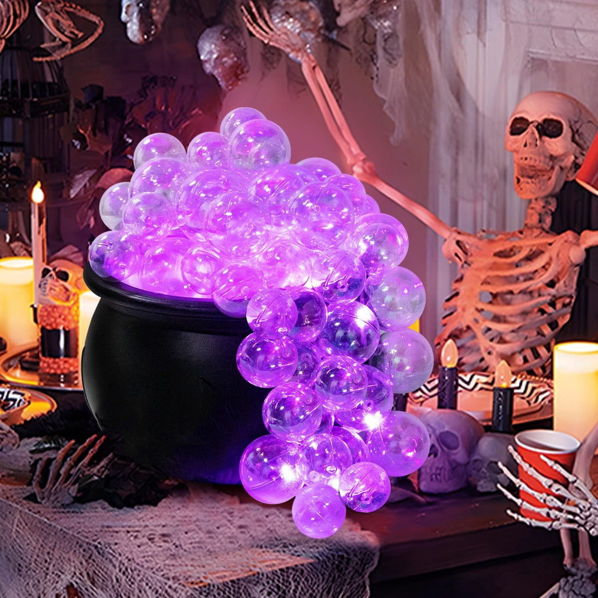 Muecwrye Halloween Decorations Outdoor, Halloween Clearance! Halloween Witches Cauldron with Lights, DIY Bubbling Cauldron Set Decor for Home Porch Outside, Halloween Party Supplies( Without Tripod)