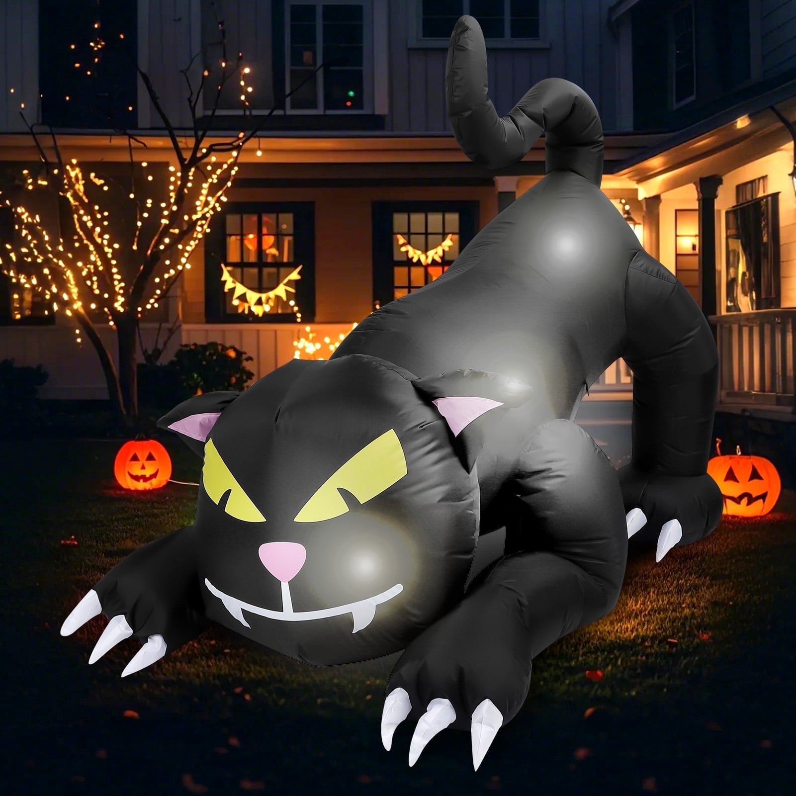 6 FT Halloween Inflatables Stacked Pumpkins Ghost with Build-in LEDs for Porch,Halloween Pumpkin Decor Blow up Yard Decorations