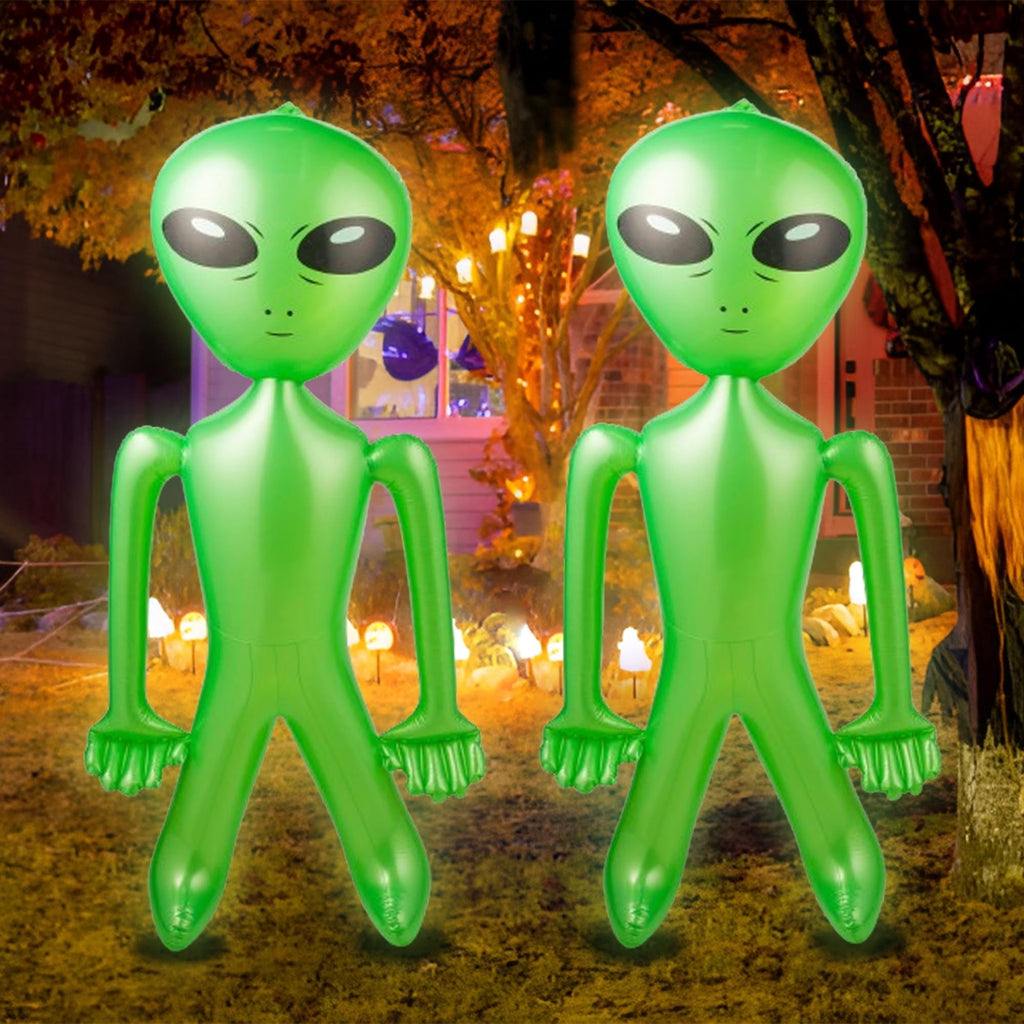 60 Inch (5 Ft.) Giant Alien Inflatable - (Pack of 2) - Jumbo Green Alien, for Game Prize, Alien Halloween Decorations Theme Party Favors Photo Prep & Decorations