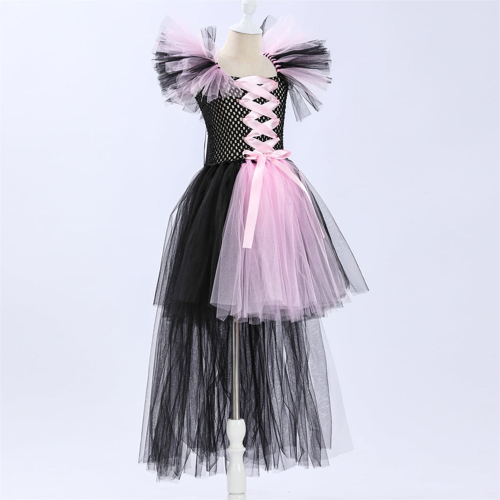 HNMKIU Halloween for Girls Toddler Kids Baby Girls Magnificent Witch Halloween Black Gown Fancy Dress Up Cosplay Party Tutu Dress Dresses E - 18-24 Months