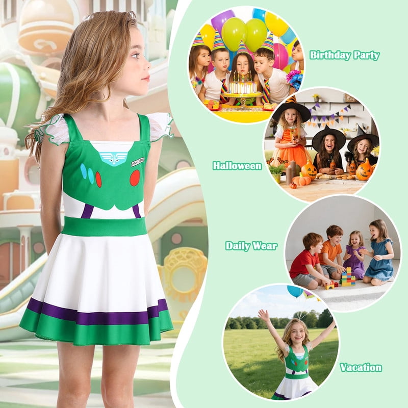 Benylion Cowgirl Costume for Girl Summer Dress Western Dress Up Outfit for Kids Halloween Cosplay Party Dresses Ruffle Sleeve for 5-6 Years