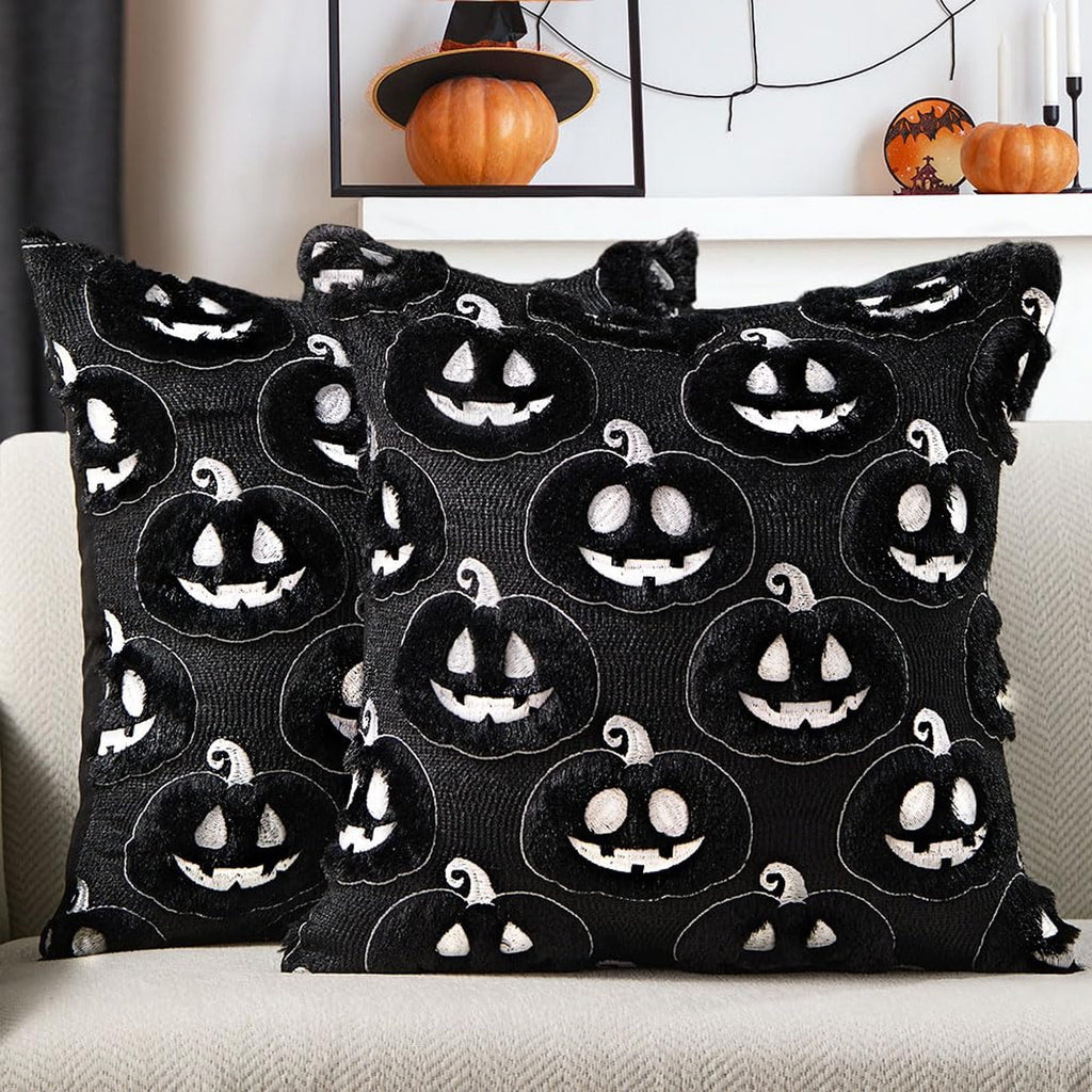 Halloween Ghost Reading Book Throw Pillow Cover, Spooky Library Bookshelf Skull Candlestick Decorative Pillowcase, Retro Halloween Cushion Cover
