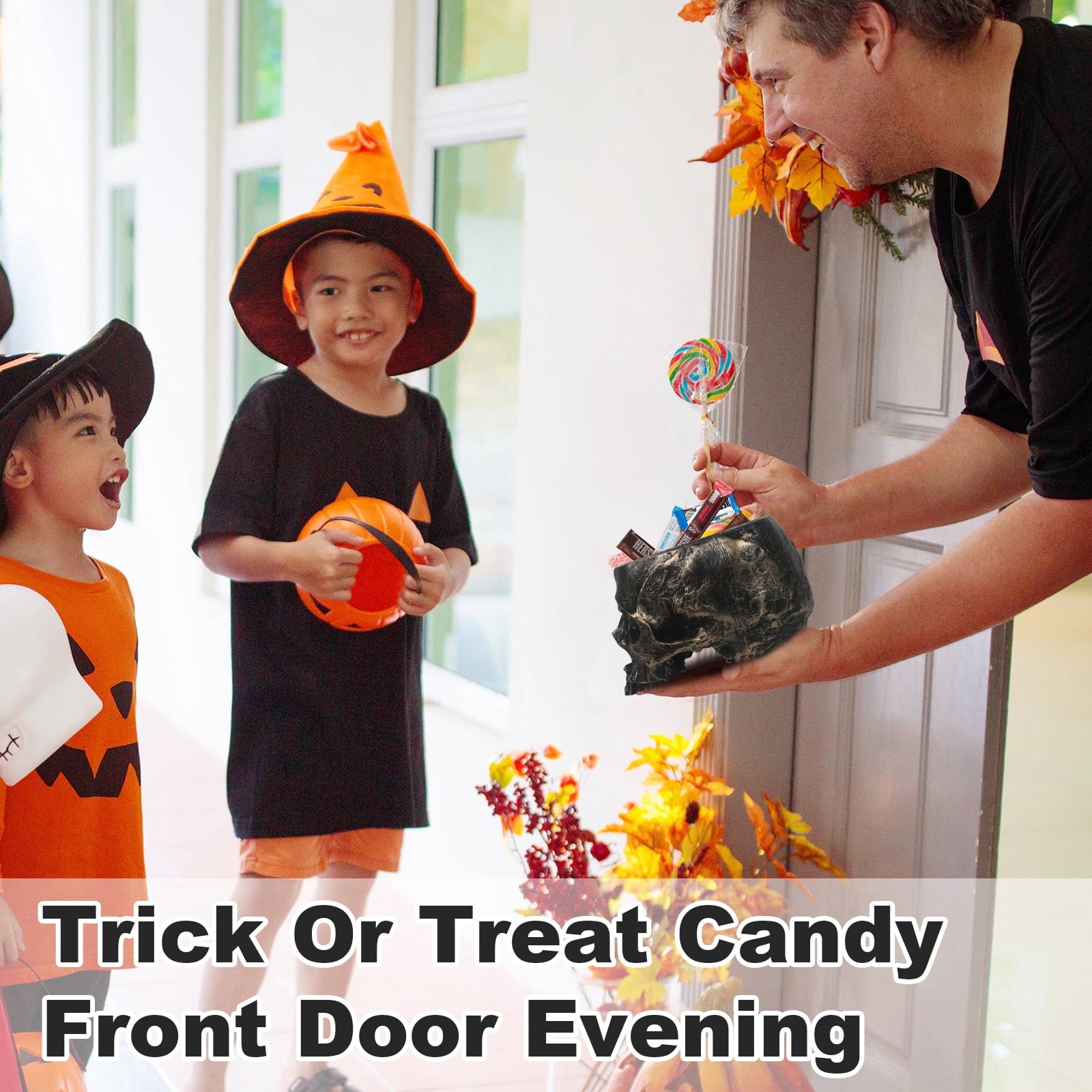 Large Skull Bowl - Bronze Resin Halloween Candy Dish Holder for Home Office and Gothic-Themed Party Decorations