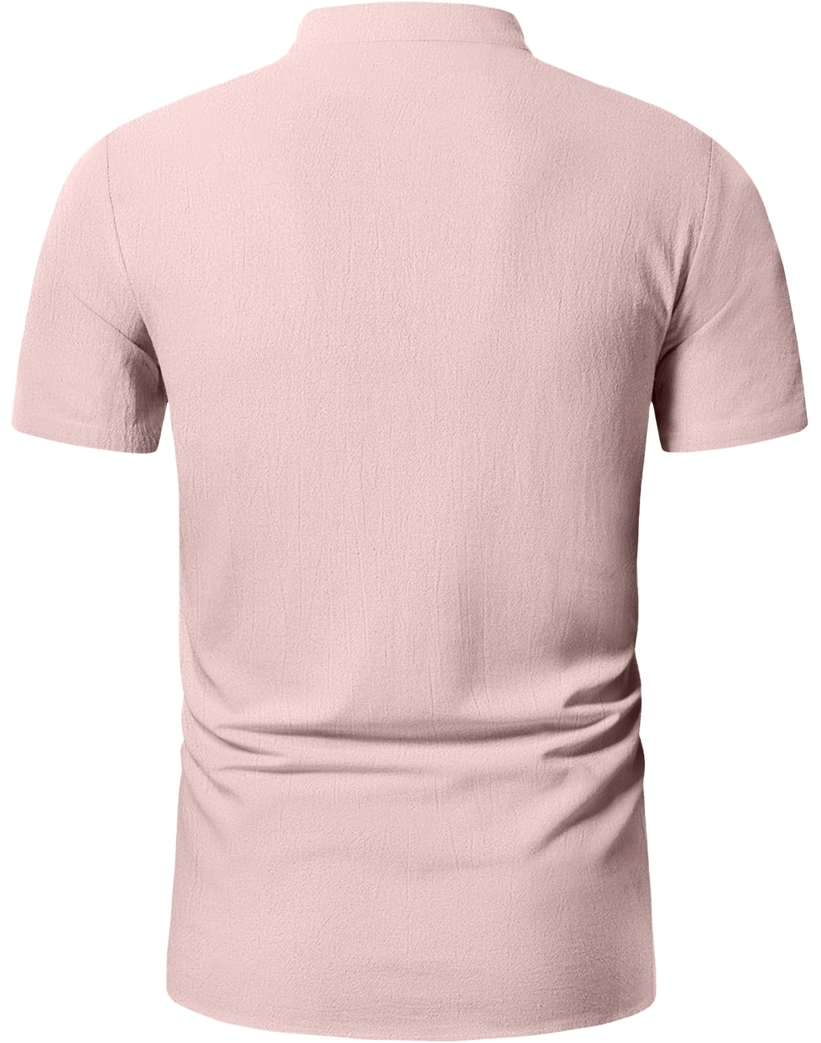 HAOMEILI Men's Cotton Linen Lace-Up V-Neck Short Sleeve Shirt