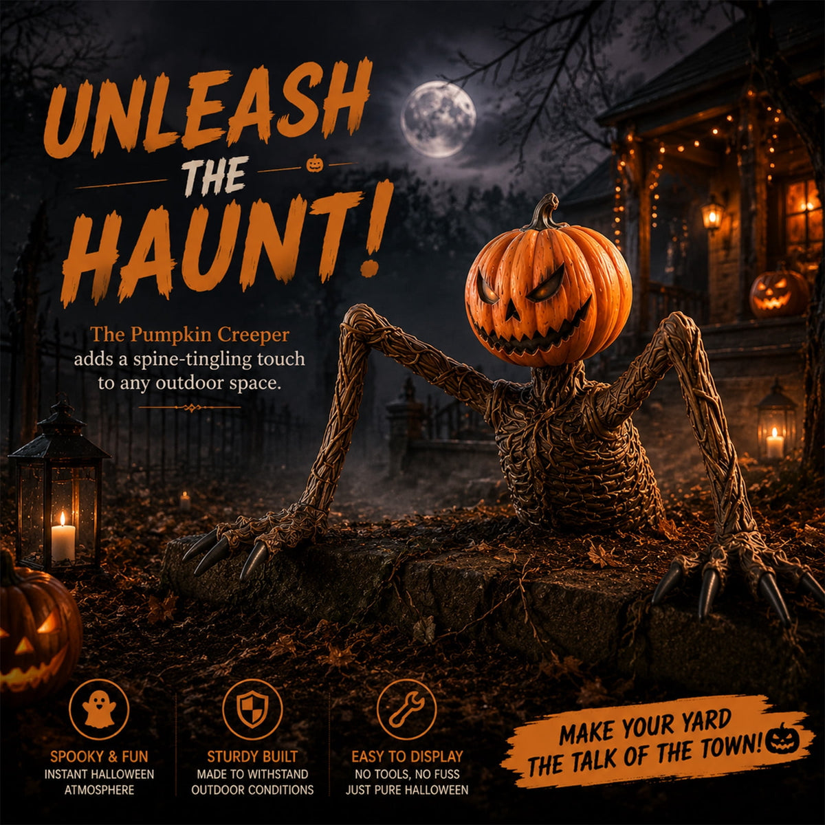 Halloween Light-Up Ghost Decorations Outdoor - 6.5 FT - 8 Sounds Gaint Hanging Swing Ghost Halloween Decoration, Spooky Cute Ghosts Decorations for Front Porch Yard Tree