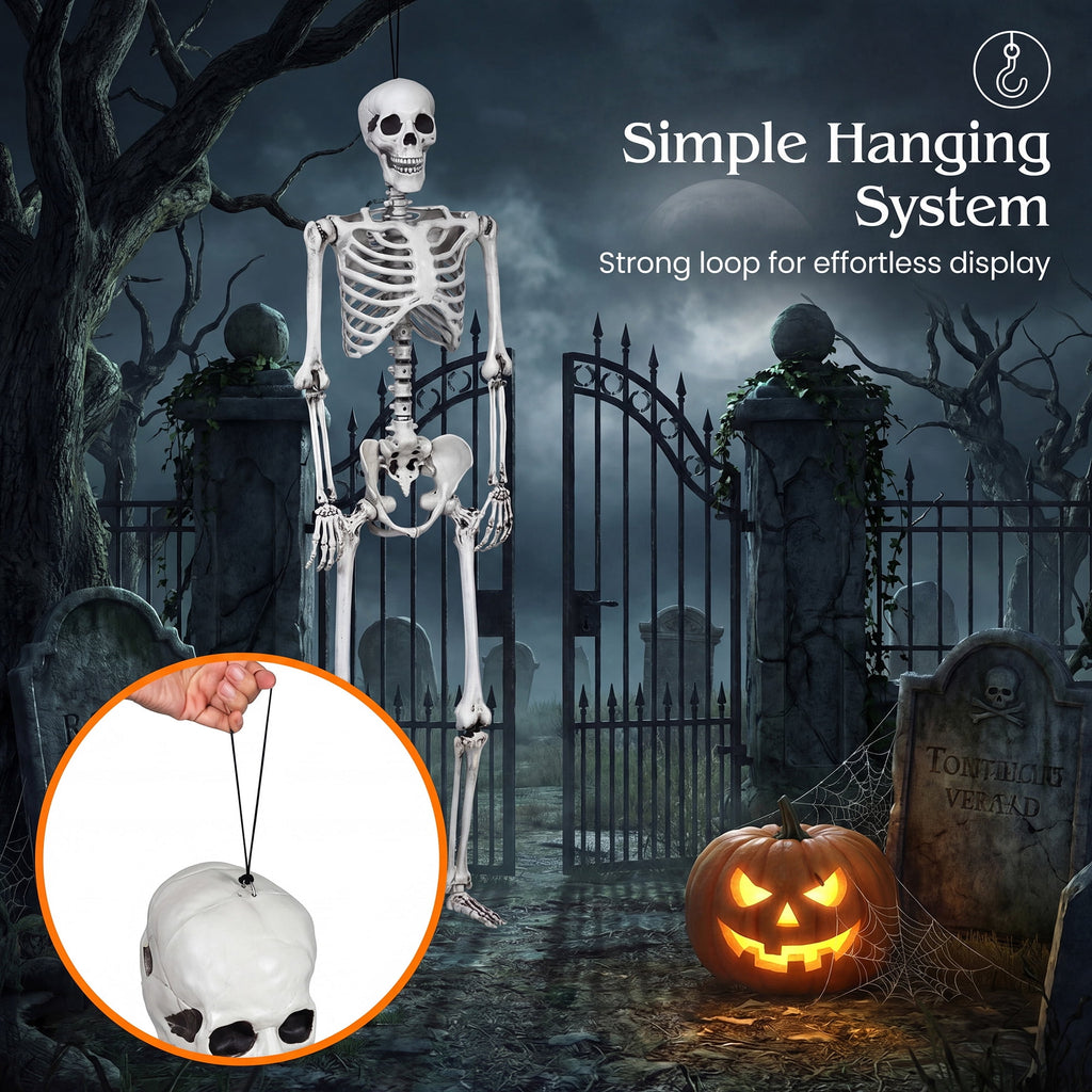 Costway 5.4ft Halloween Christmas Skeleton Life Size Realistic Full Body Hanging with Movable Joints 63 Inches