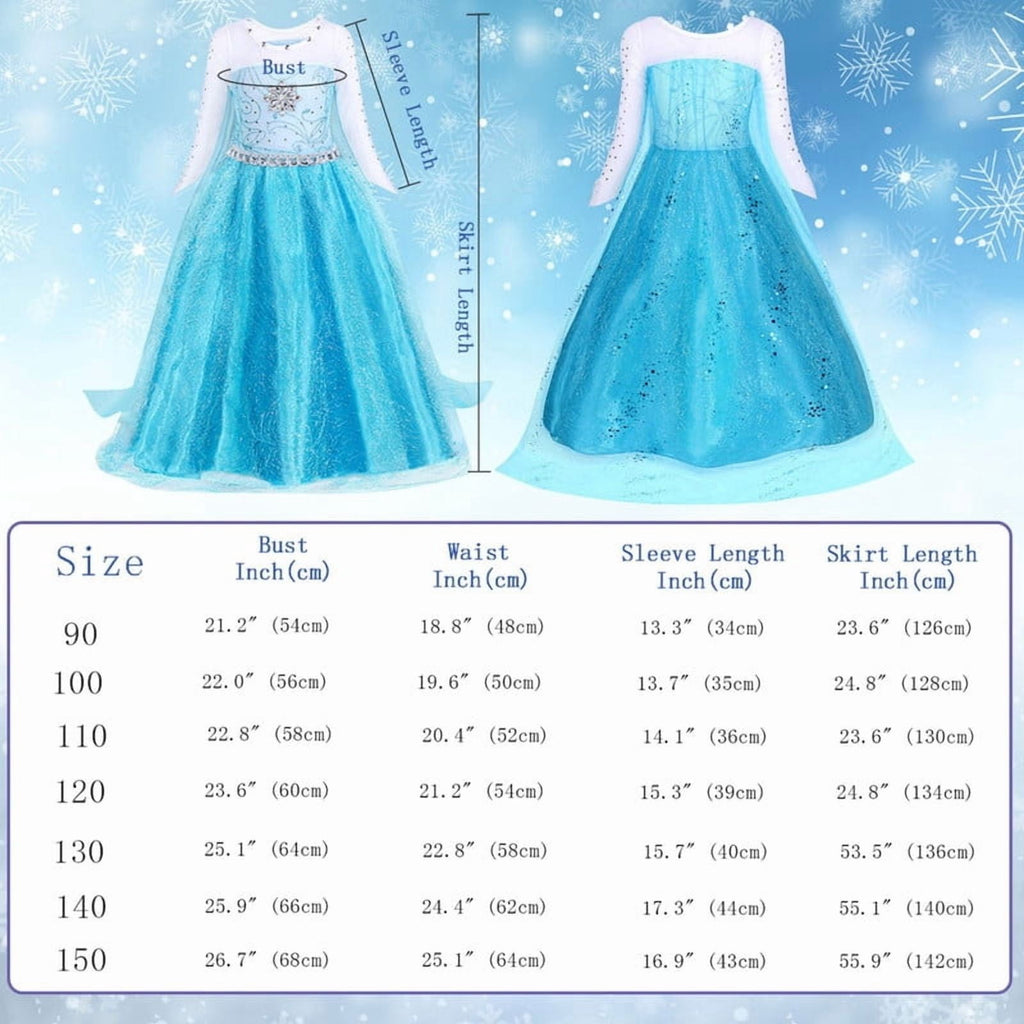 Jurebecia Princess Dress for Girls Birthday Party Blue Costume up Toddlers Kids Christmas Halloween Cosplay Clothes with Accessories 6T(5-6Years)