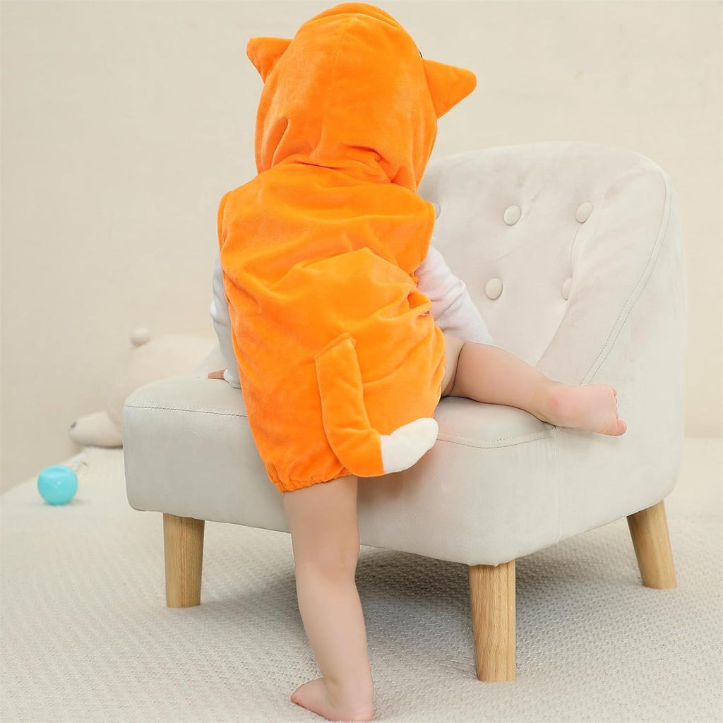 WIBACKER 0-24M Baby Boy Dinosaur Costume for Themed Parties and Halloween, Flannel Hooded Outfit Suit