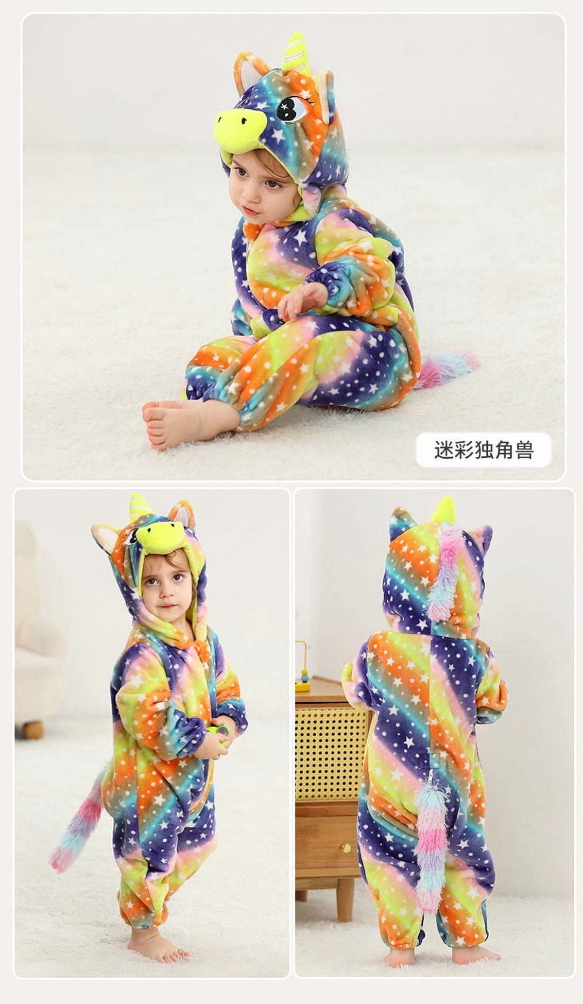 WIBACKER 0-3T Unisex Baby Animal Costume Winter Autumn Flannel Hooded Romper Christmas and Halloween Dinosaur Cosplay Jumpsuit