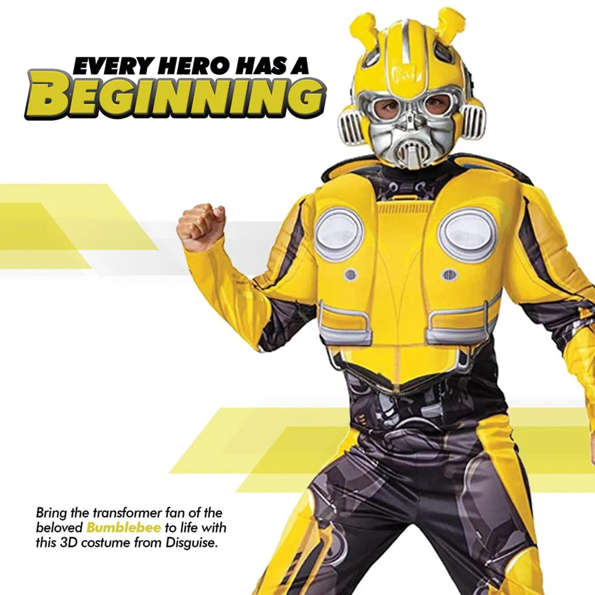 Disguise Kid's Transformers Bumblebee Muscle Jumpsuit Costume, Size 10-12