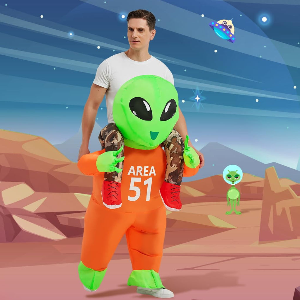 GOOSH Adult Alien Costume, Alien Inflatable Halloween Costume Blow Up Alien Costume Adult Size, Funny Men Women Unisex Blow Up Halloween Costumes for Halloween Holiday Party Cosplay