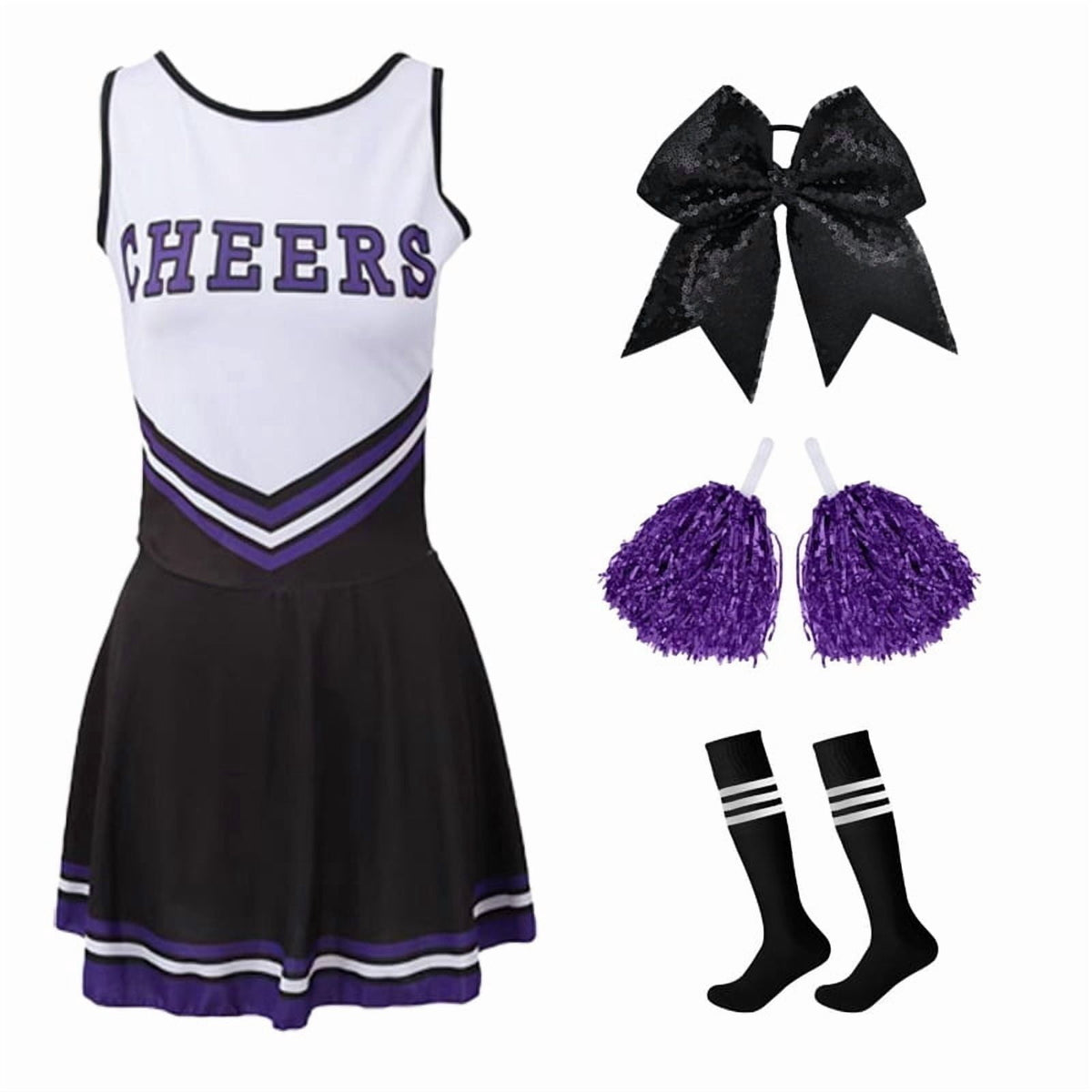 Green Girls Cheerleader Costume Outfit Set,Kids Sleeveless Cheerleading Uniform for Party Birthday Halloween