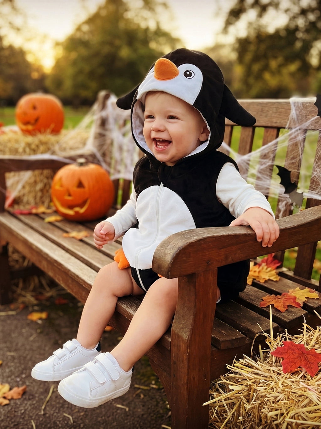 RUINIXCW Newborn Baby Boy Halloween Costume Kids Infant Animal Cosplay Outfit Toddler Fall Winter Clothes Warm Fleece Hooded Sleeveless Romper