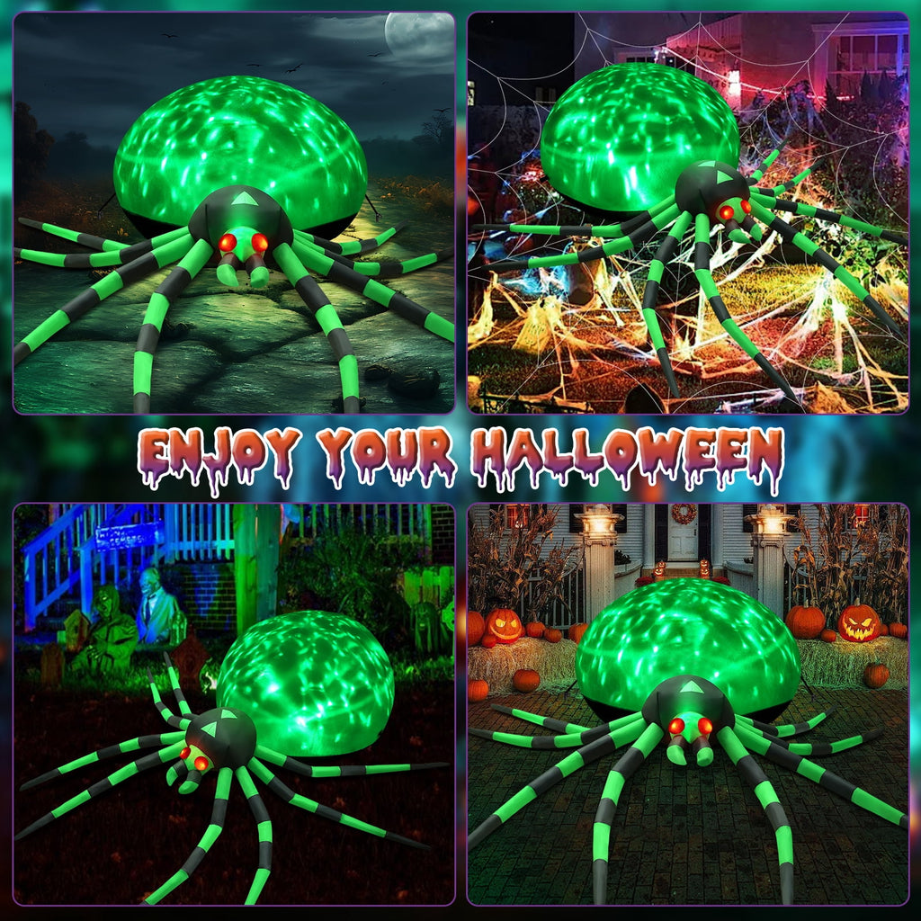 Yexmas 8FT Halloween Inflatables Outdoor Decorations Giant Spider Decorations with LED Lights and Air Pump Blow up Inflatable, Red