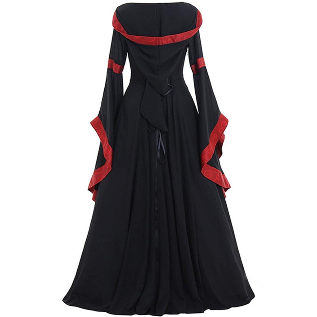 Babysbule Fall Womens Summer Dresses Fashion Women's Vintage Floor Length Gothic Cosplay Long Sleeve Bandage Dress