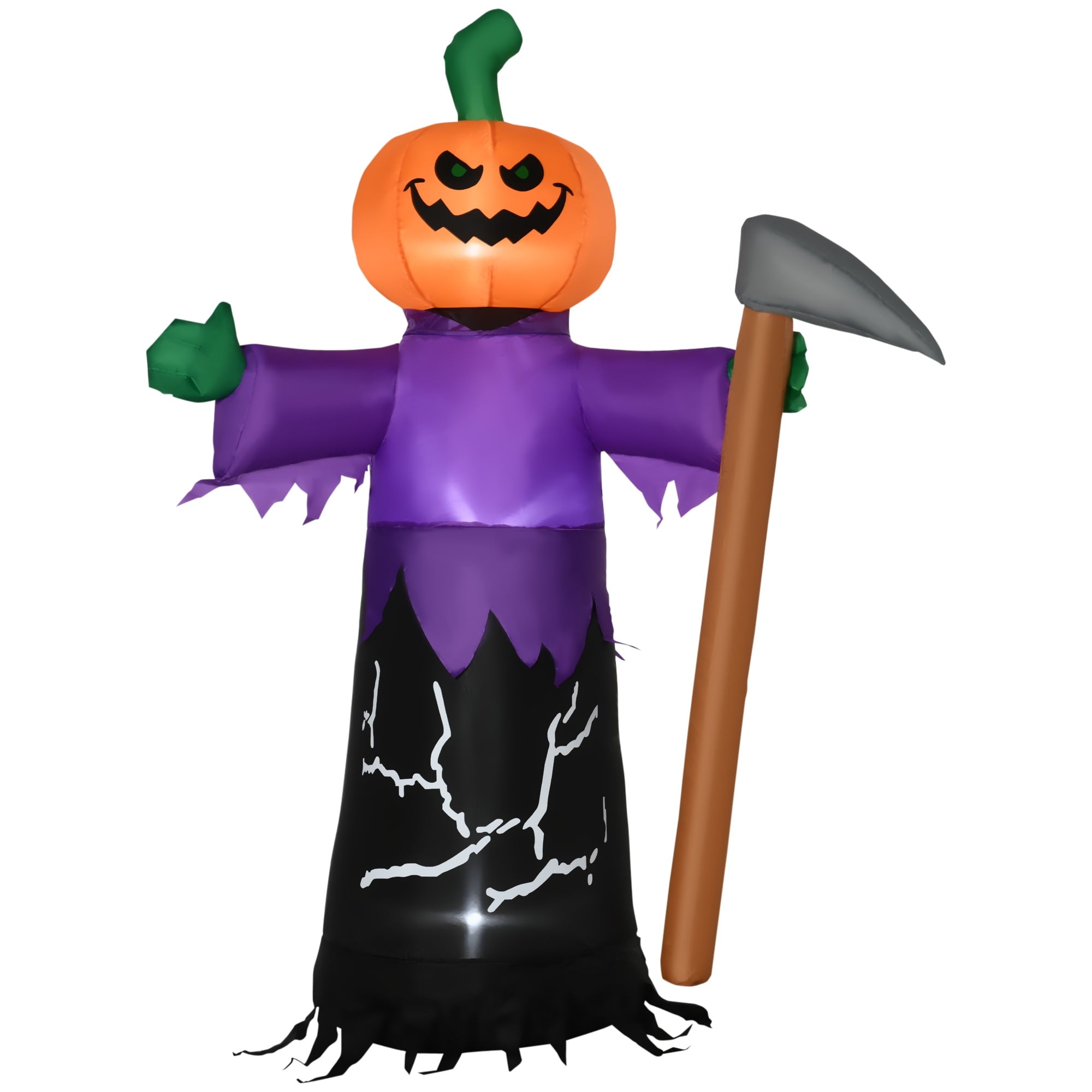 Outsunny 41.3" Inflatable Halloween Window Sticker Ghost with Orange Face, Halloween Decoration with LED Lights for Garden Indoor Outdoor