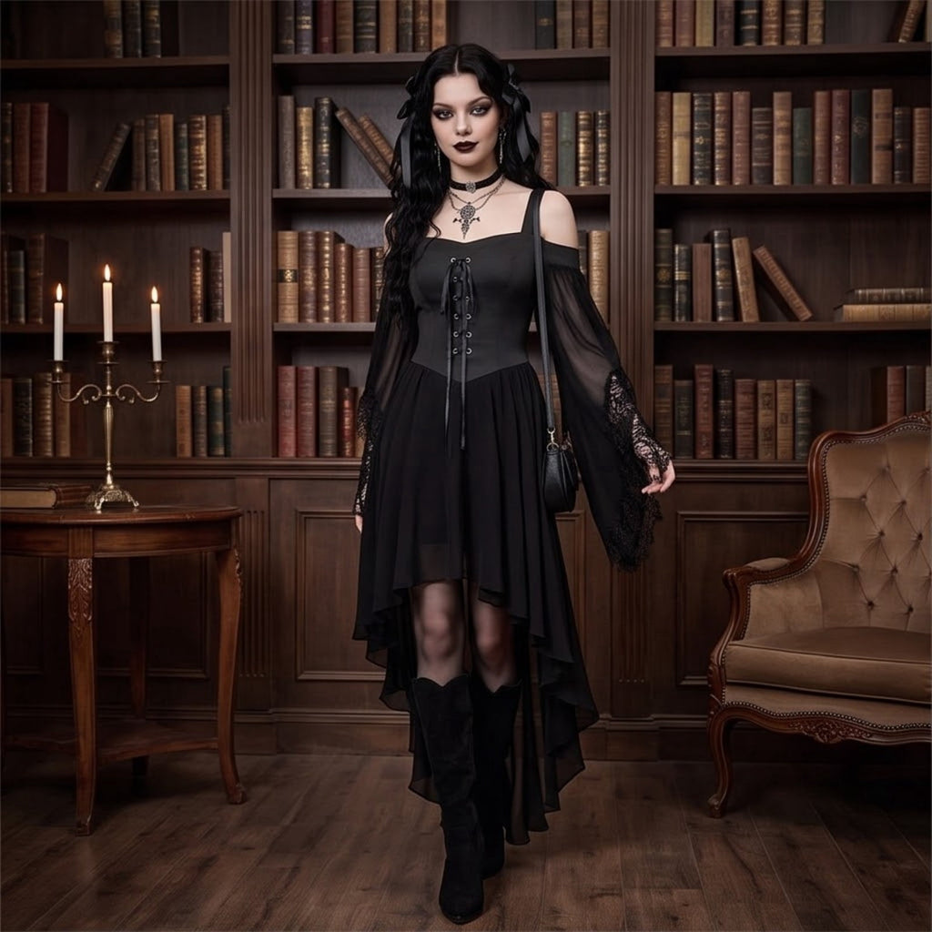 Witch Dress Women 2026 Halloween Costumes Woman Adults Medieval Vampire Butterfly Sleeve Mesh Gothic Outfits Red S