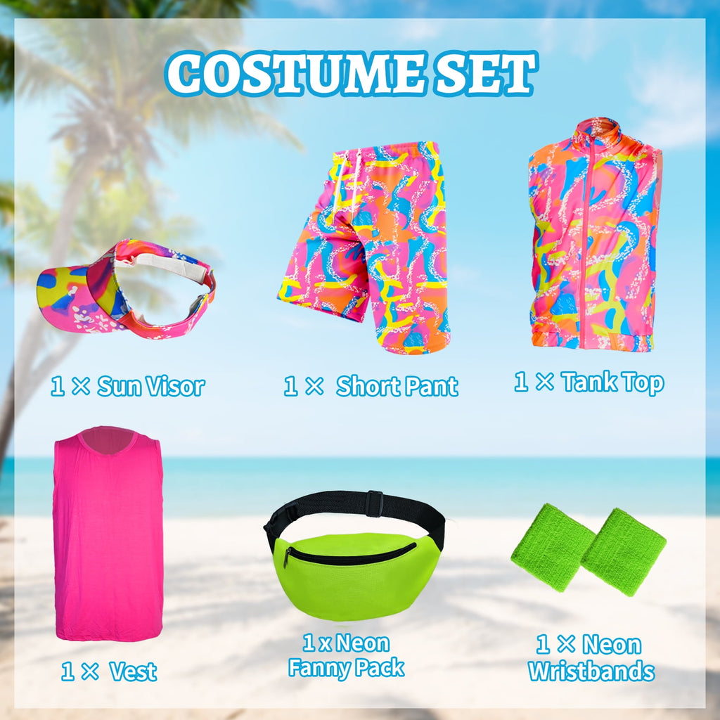 WASFDN 80s Men Workout Costume Halloween Cosplay Couples Outfits 80s 90s Workout Costume Outfit Set for Adult Men,XL