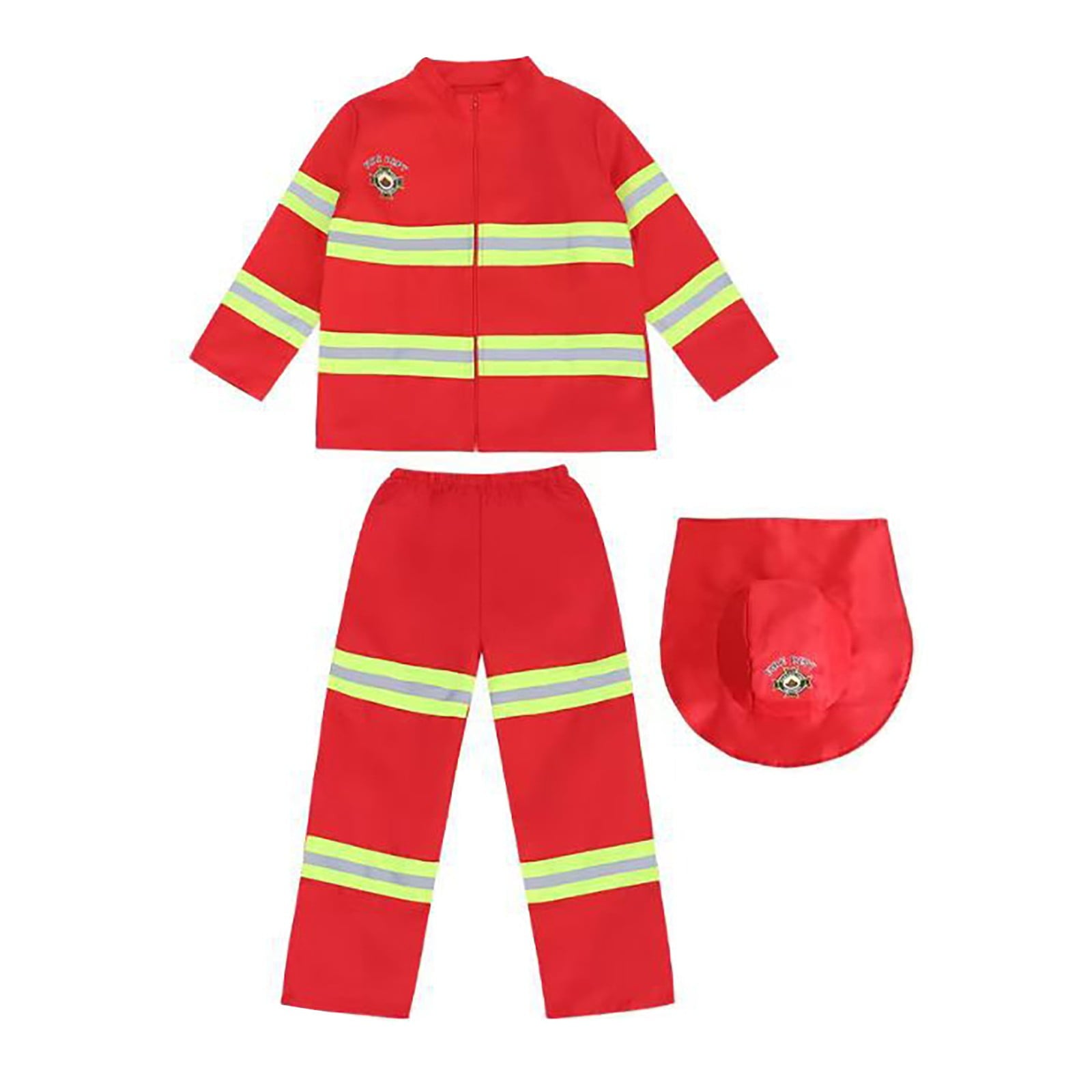 LIIPEE Boys Fireman Costumes Kids Fancy Dress Up With Accessories Clothes 7 Piece Party Outfits,18-24 Months