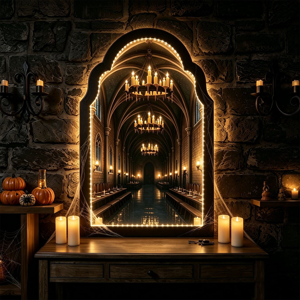 Clearance Martha Ghost Mirror! Halloween Decorations Indoor Gifts, LED Ghost Mirror Hologram,Spooky Gothic Decor,Haunted Mirror Halloween Decorations,Vintage Wall Decor for Living Room Fireplace