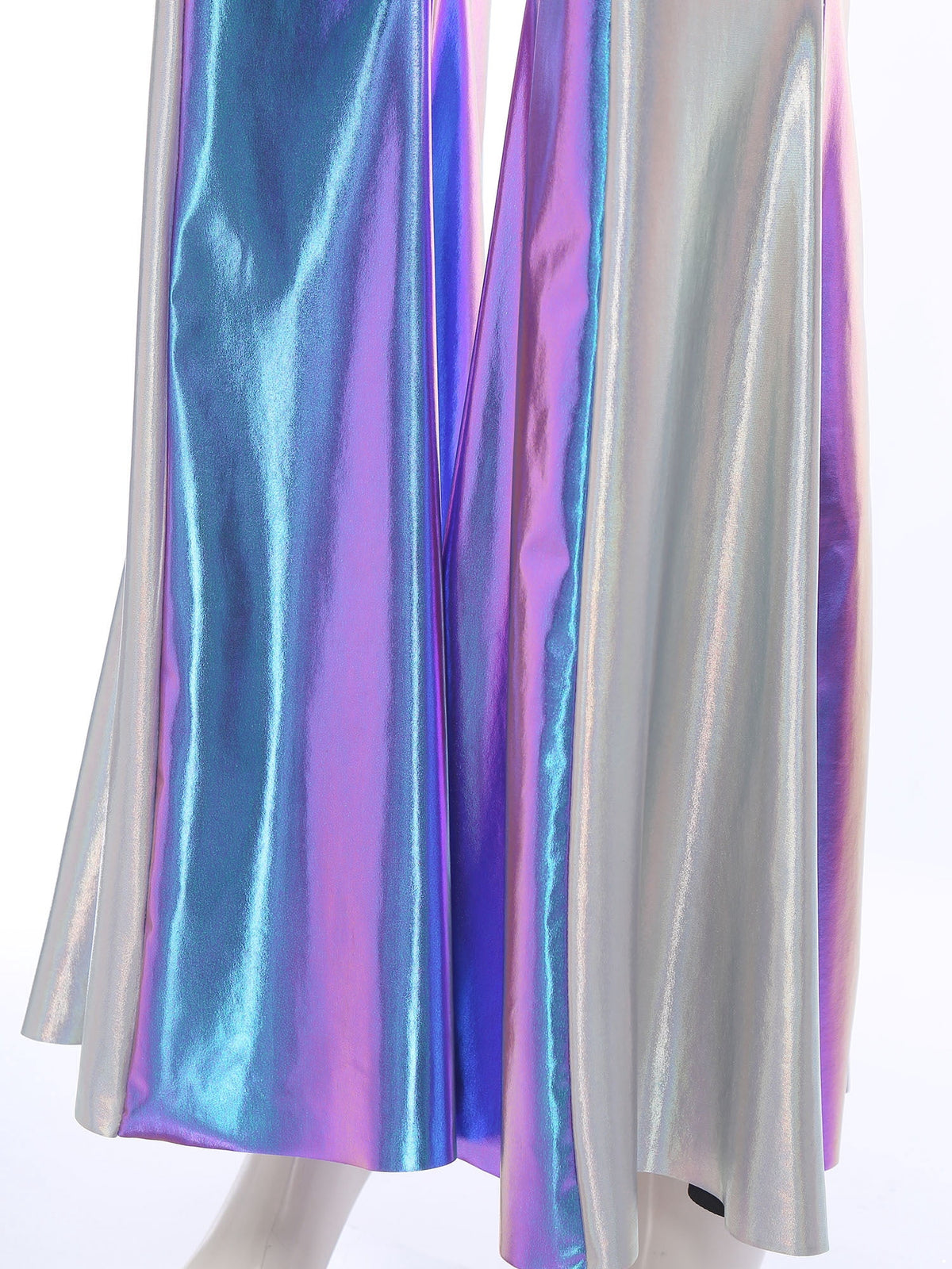 YiZYiF Womens 70s 80s Disco Costume Shiny Metallic Flared Pants Jumpsuit for Dance Party Halloween Gold S