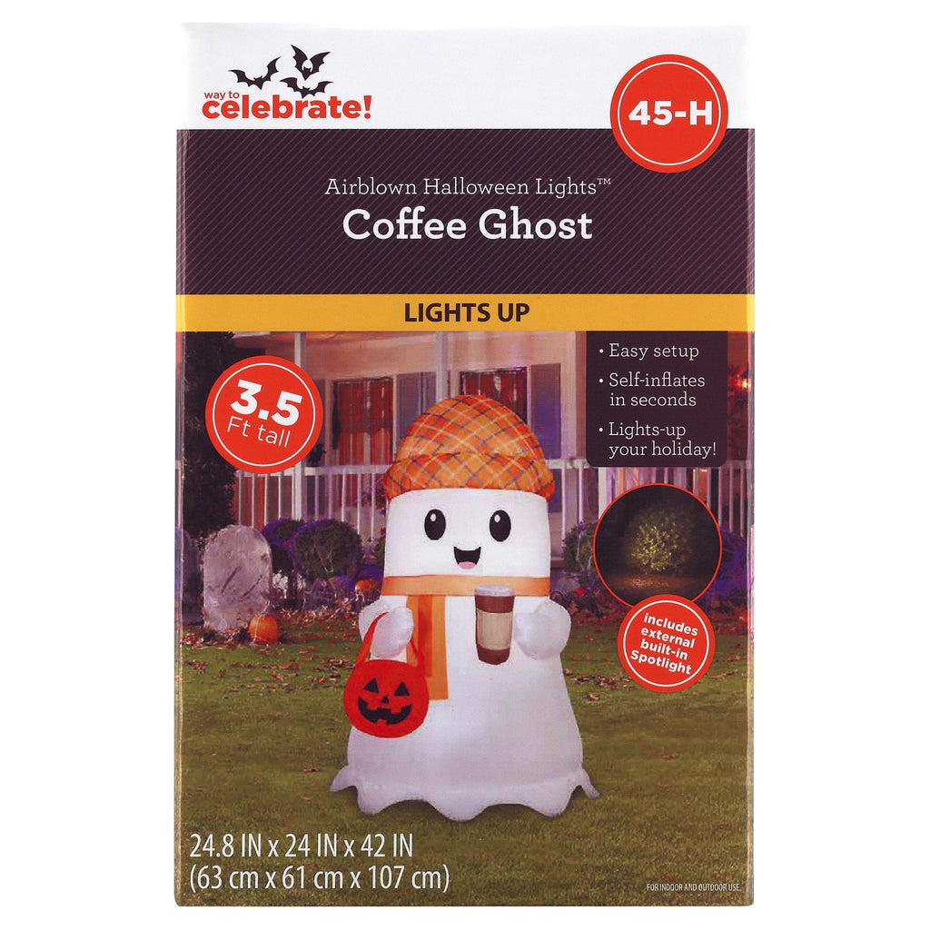 Coffee Ghost Airblown Yard Inflatable, Multicolor, 3.5', Halloween by Way To Celebrate
