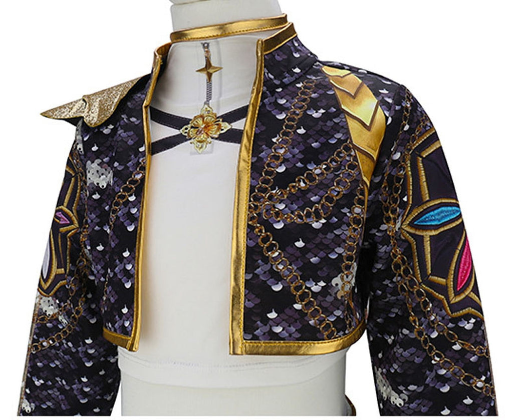 Girls Stage Performance Outfit with Top and Skirt Halloween Cosplay Costume