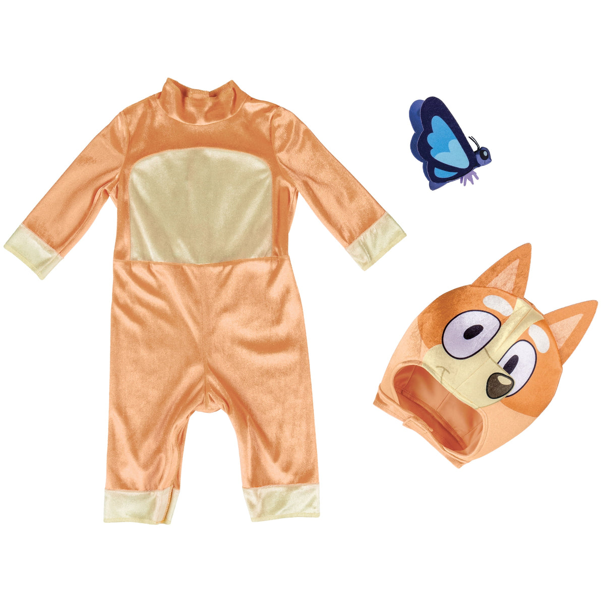 Bluey Bingo Halloween Costume for Children with Flappy Butterfly, Toddlers Size 3T-4T, by Disguise