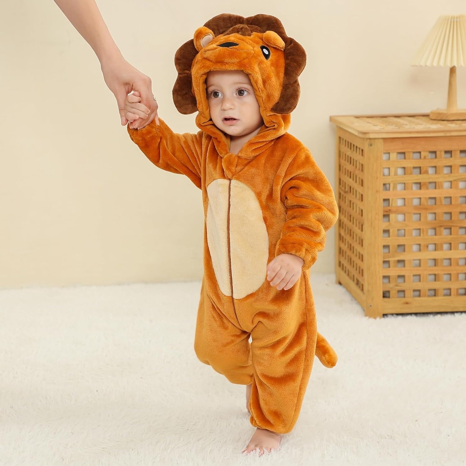 WIBACKER 0-3T Unisex Baby Animal Costume Winter Autumn Flannel Hooded Romper Christmas and Halloween Dinosaur Cosplay Jumpsuit