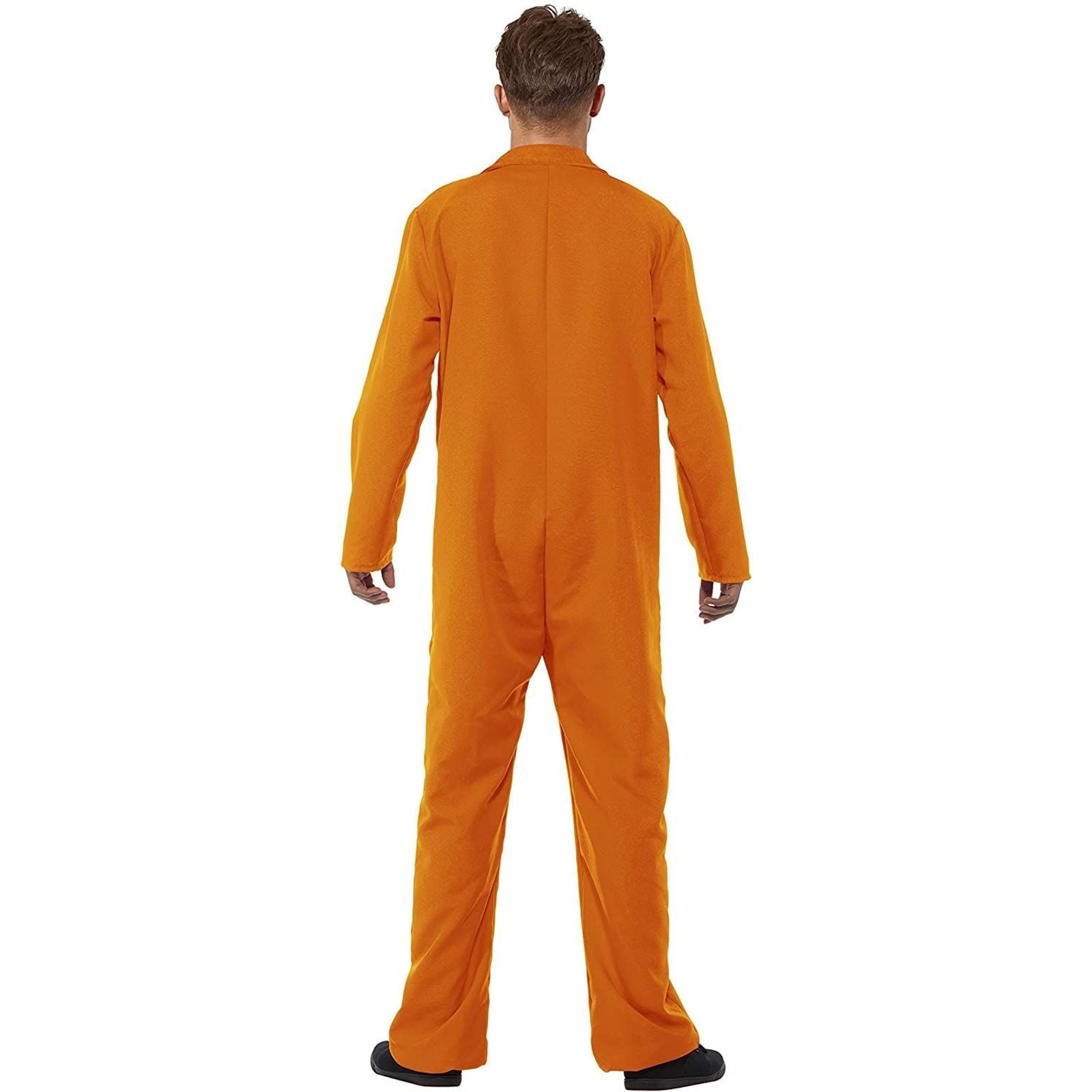 Orange Prisoner Jumpsuit for Adult Men Halloween Party Costume, Jail Inmate Convict Cosplay, Size L Large