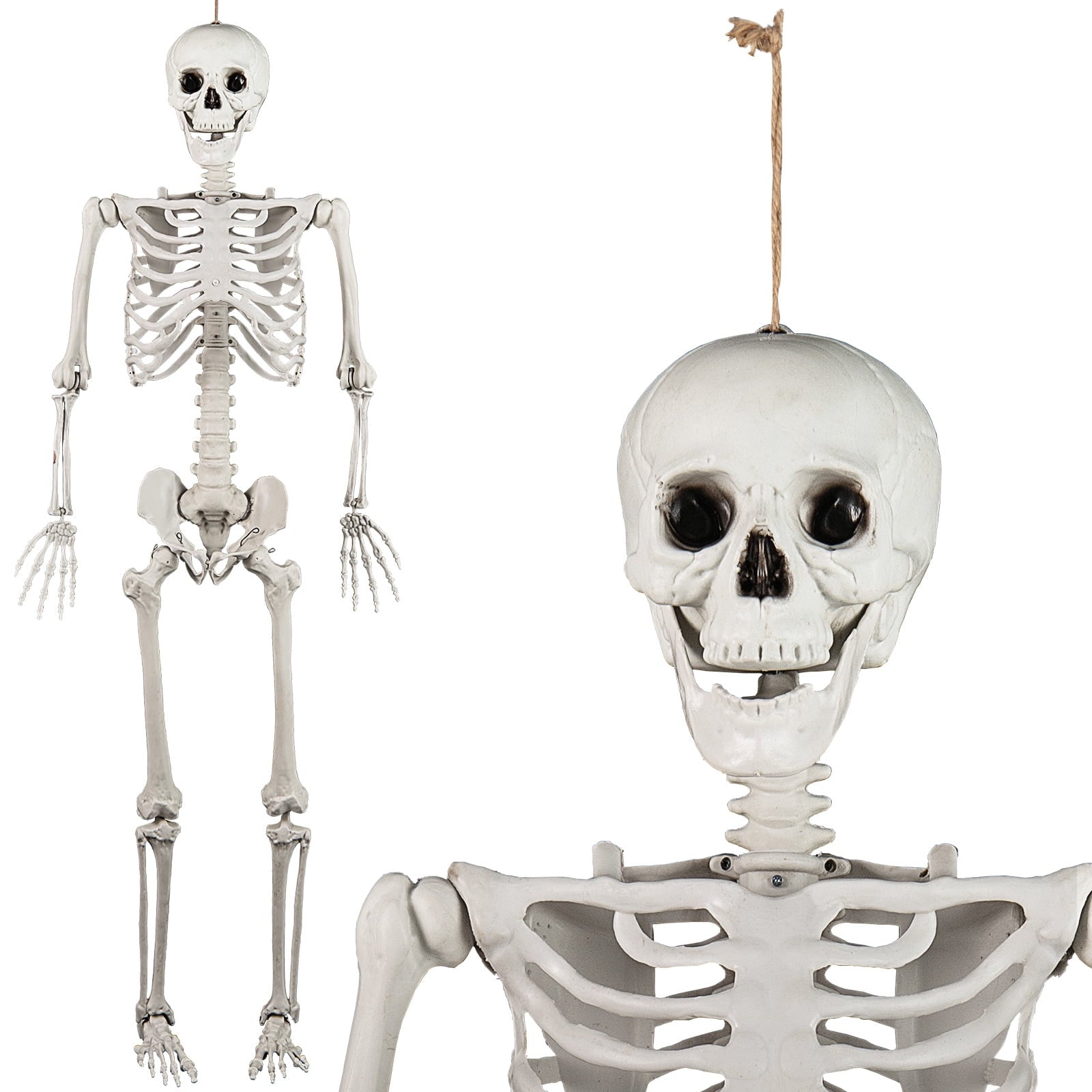 Costway 5.4ft Halloween Christmas Skeleton Life Size Realistic Full Body Hanging with Movable Joints 63 Inches