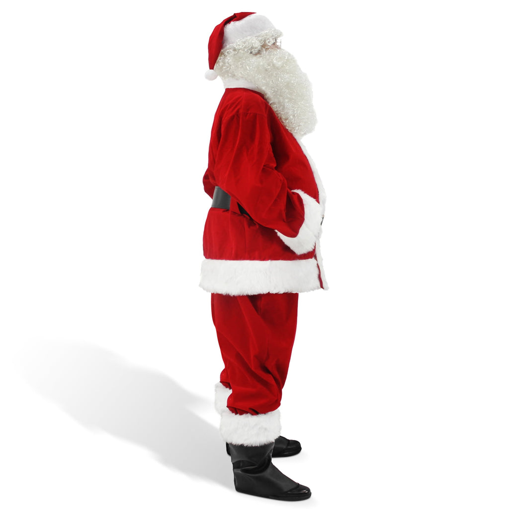Men's Santa Claus Costume 11PCS. Velvet Adult Deluxe Santa Suit -M