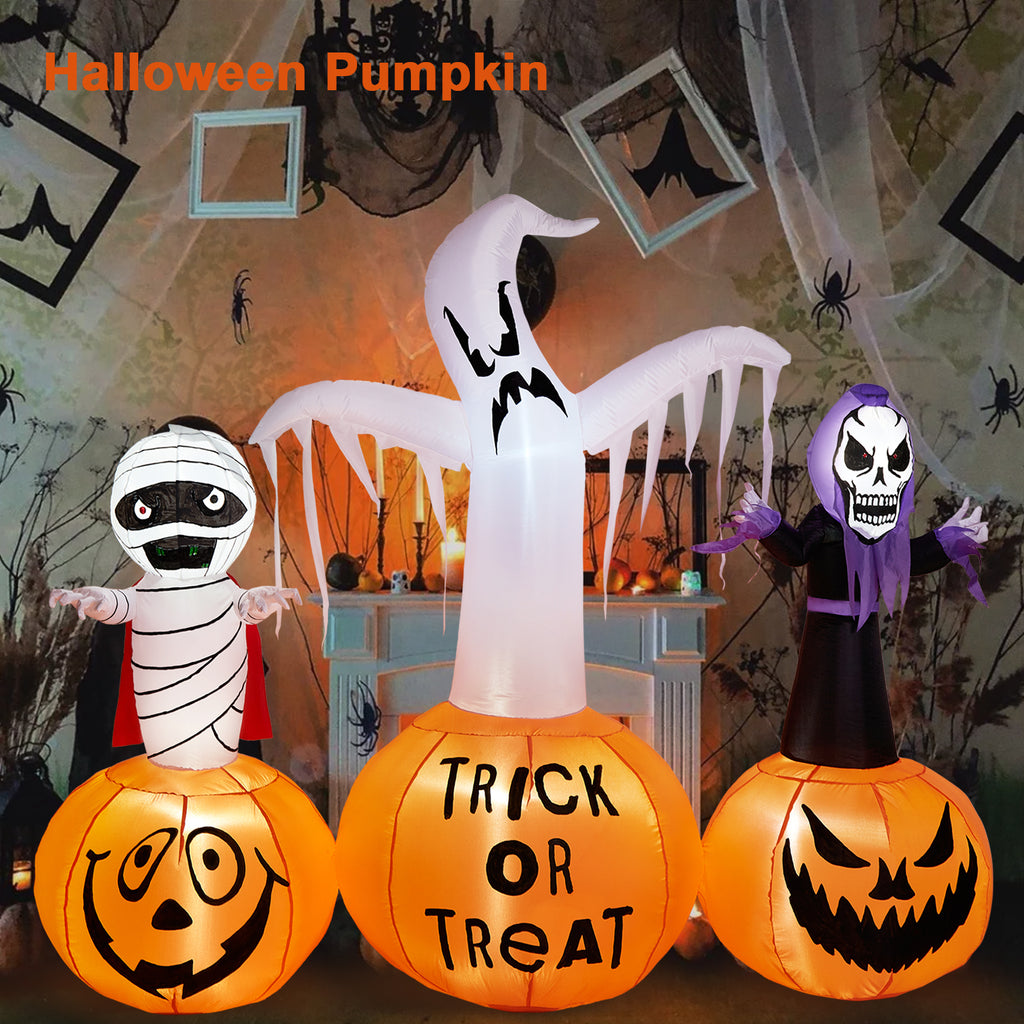 5.7FT Inflatable Halloween Inflatable Crawling Green Ghost with Tombstone Built-in LED Lights Inflatable LED Lights Blow Up Yard Decoration