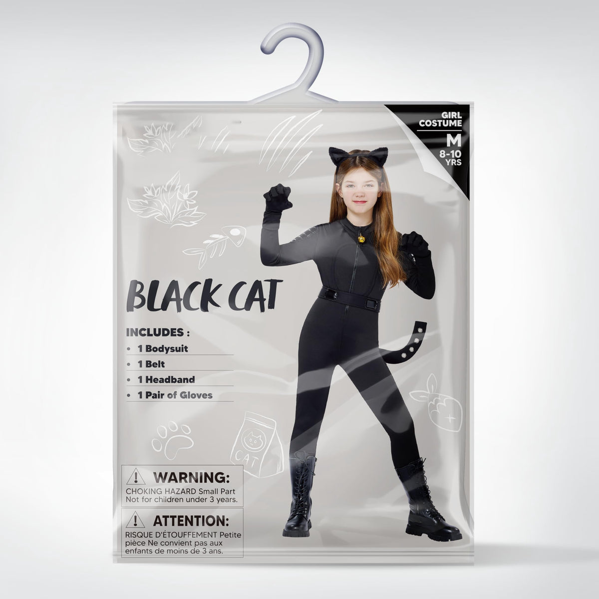 Joyfy Black Cat Costume for Girls, Kids Cat Outfit Set with Tail, Child Black Cat Halloween Costume for Cosplay Party