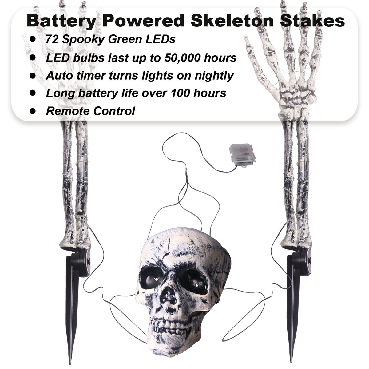 GameXcel Skeleton Hands Halloween Yard Decorations, 6 Pack 18 in Posable Skeleton Arms with Ground Stakes, Outdoor Graveyard Lawn Decor