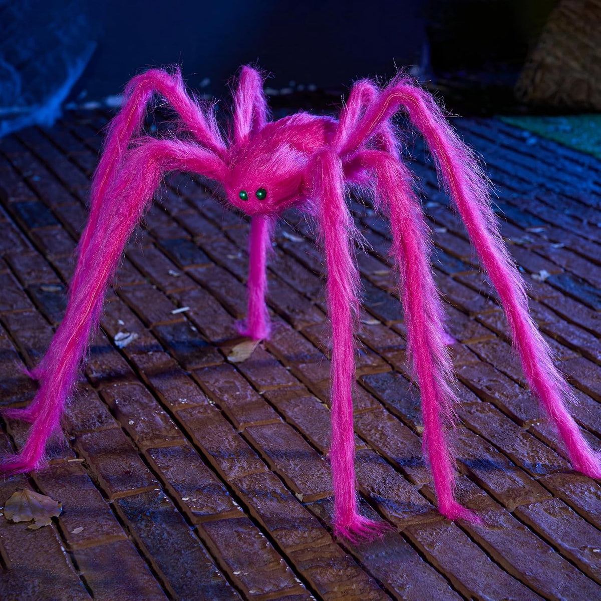 Joyfy 5 ft Scary Giant Spider Halloween Decorations Outdoor,Poseable Spider Lifelike Hairy Prop for Yard,Haunted House,Tree or Porch Party Decorations,Black