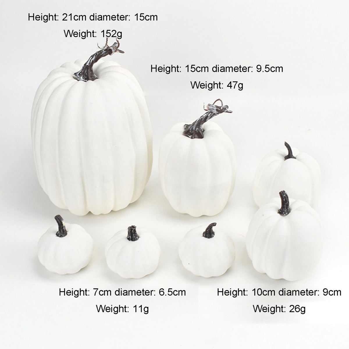 Xsylife 7Pcs Assorted Sizes Halloween Pumpkin Model Artificial Craft Fall Harvest Thanksgiving Decoration