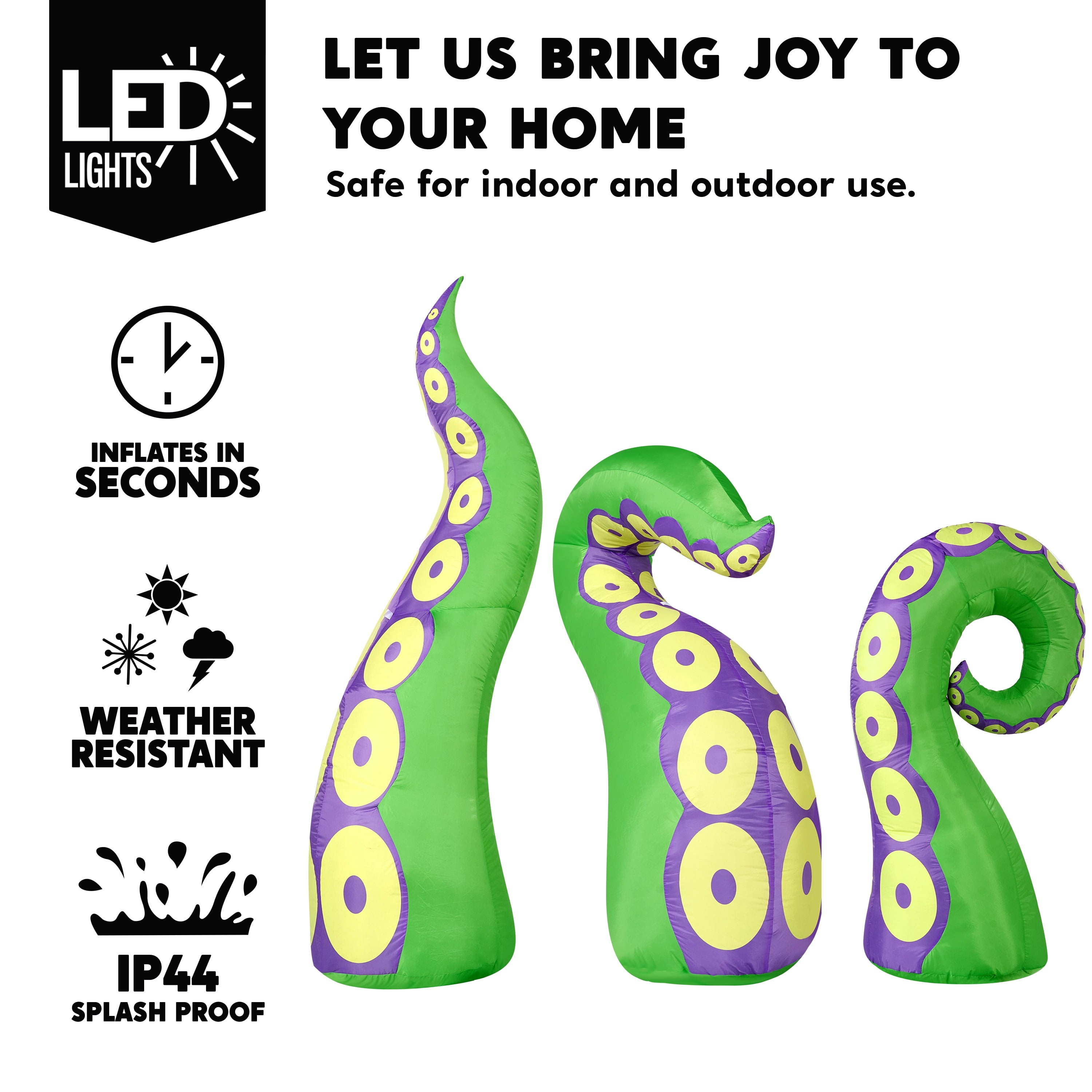 Joyfy 9 ft Halloween Inflatable Giant Alien Decoration with Built-in LEDs,Alien Halloween Decorations Outdoor Blow Up Yard Lawn Decoration