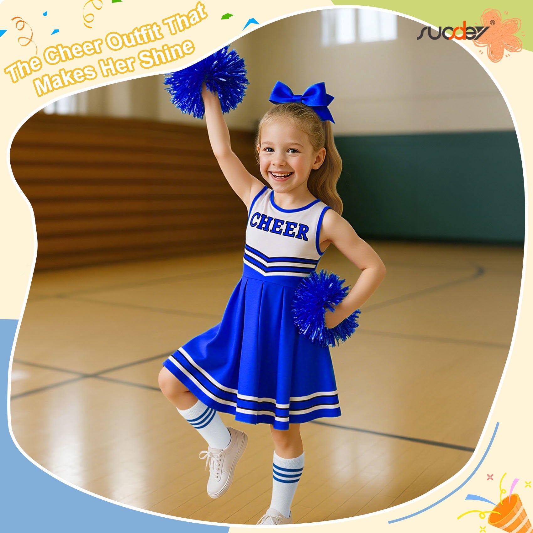 SUOSDEY Girls Cheerleader Costume Outfit Set,Kids Sleeveless Cheerleading Uniform for Party Birthday Halloween