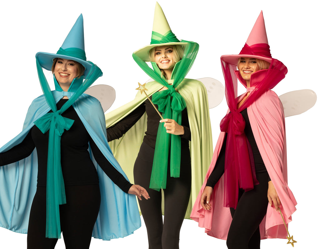Imposta Costumes Fairy Godmother Hat, Cape, Wings & Wand, Blue (30144-OS), Green (30145-OS), & Pink (30146-OS) Group Halloween Costume, Women, One Size Fits Most Adults, 20176