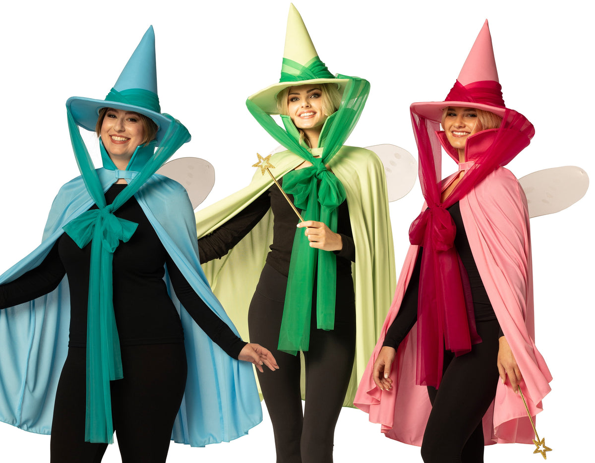 Imposta Costumes Fairy Godmother Hat, Cape, Wings & Wand, Blue (30144-OS), Green (30145-OS), & Pink (30146-OS) Group Halloween Costume, Women, One Size Fits Most Adults, 20176