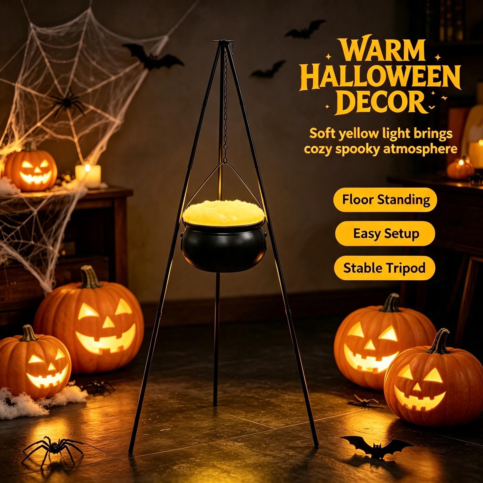 Muecwrye Halloween Decorations Outdoor, Halloween Clearance! Halloween Witches Cauldron with Lights, DIY Bubbling Cauldron Set Decor for Home Porch Outside, Halloween Party Supplies( Without Tripod)