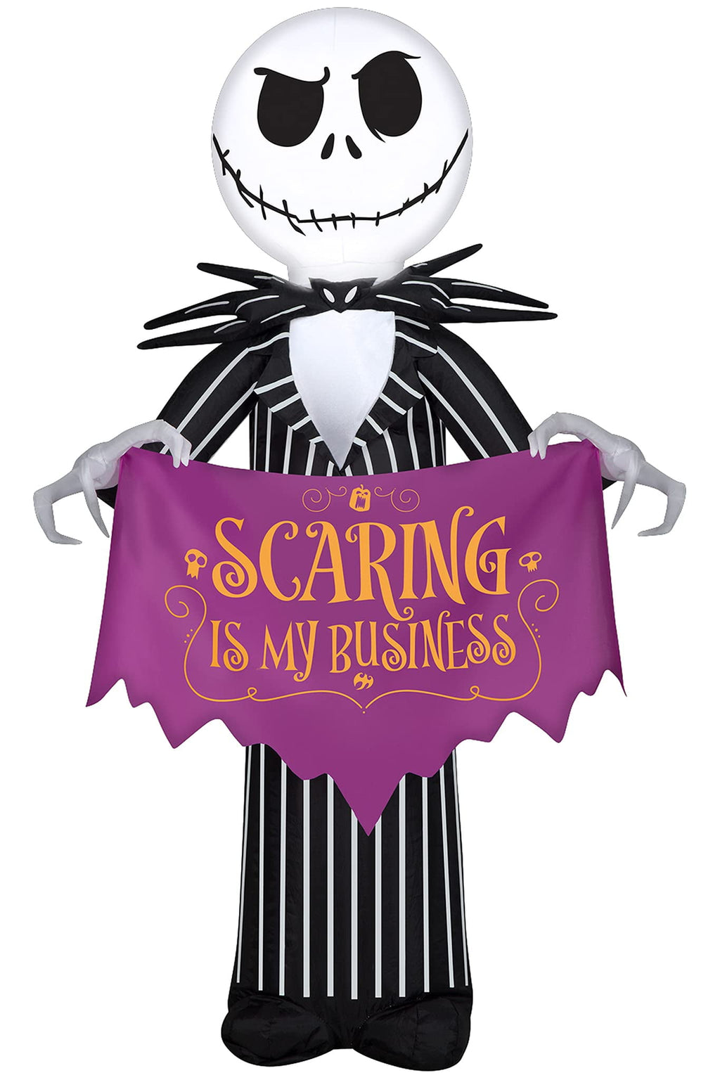 3 1/2' Gemmy Airblown Inflatable Halloween Nightmare Before Christmas Jack Skellington Holding Banner Yard Decoration 227458