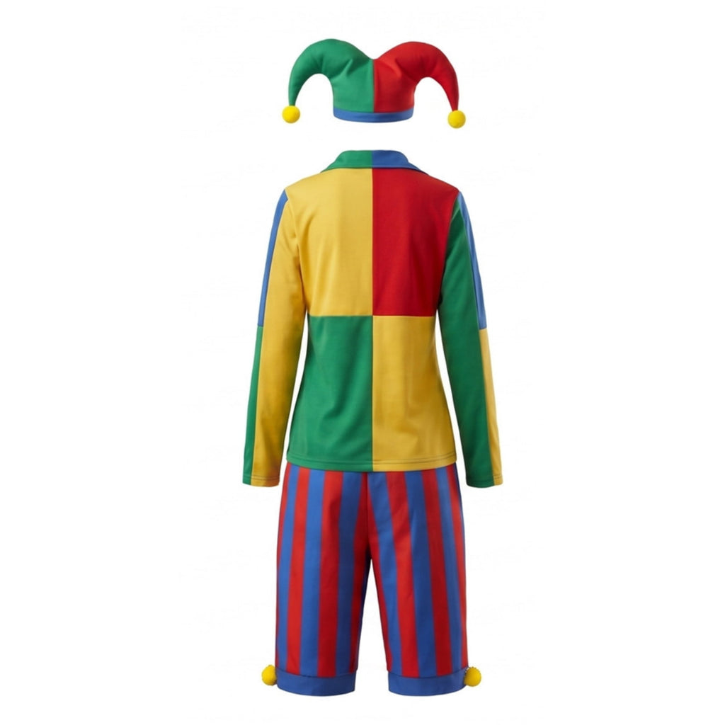 Clown Costume Set for Halloween Cosplay, Multicolor Circus Show Clown One-Piece Outfit Jumpsuit for Halloween Carnival Party Suit, Halloween Costume for Women, M
