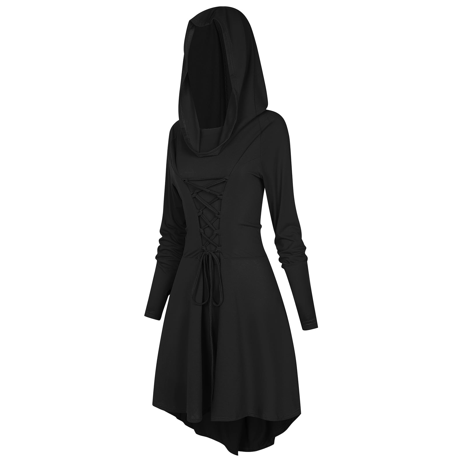WASFDN Womens Renaissance Costumes Hooded Robe Lace Up Renaissance Dress Women Halloween Vintage Medieval Cloak(Green,L)