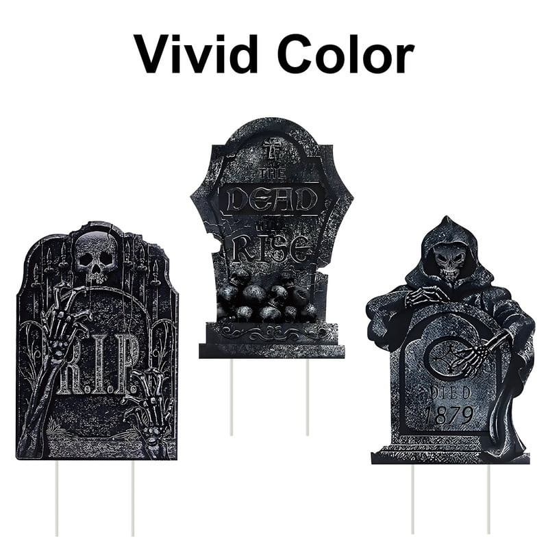 DUNCHATY 10-Pack Halloween Tombstone Decor Set - Graveyard Scene with Plastic Stakes, Weatherproof Haunted House Yard Display for Pathways & Lawns