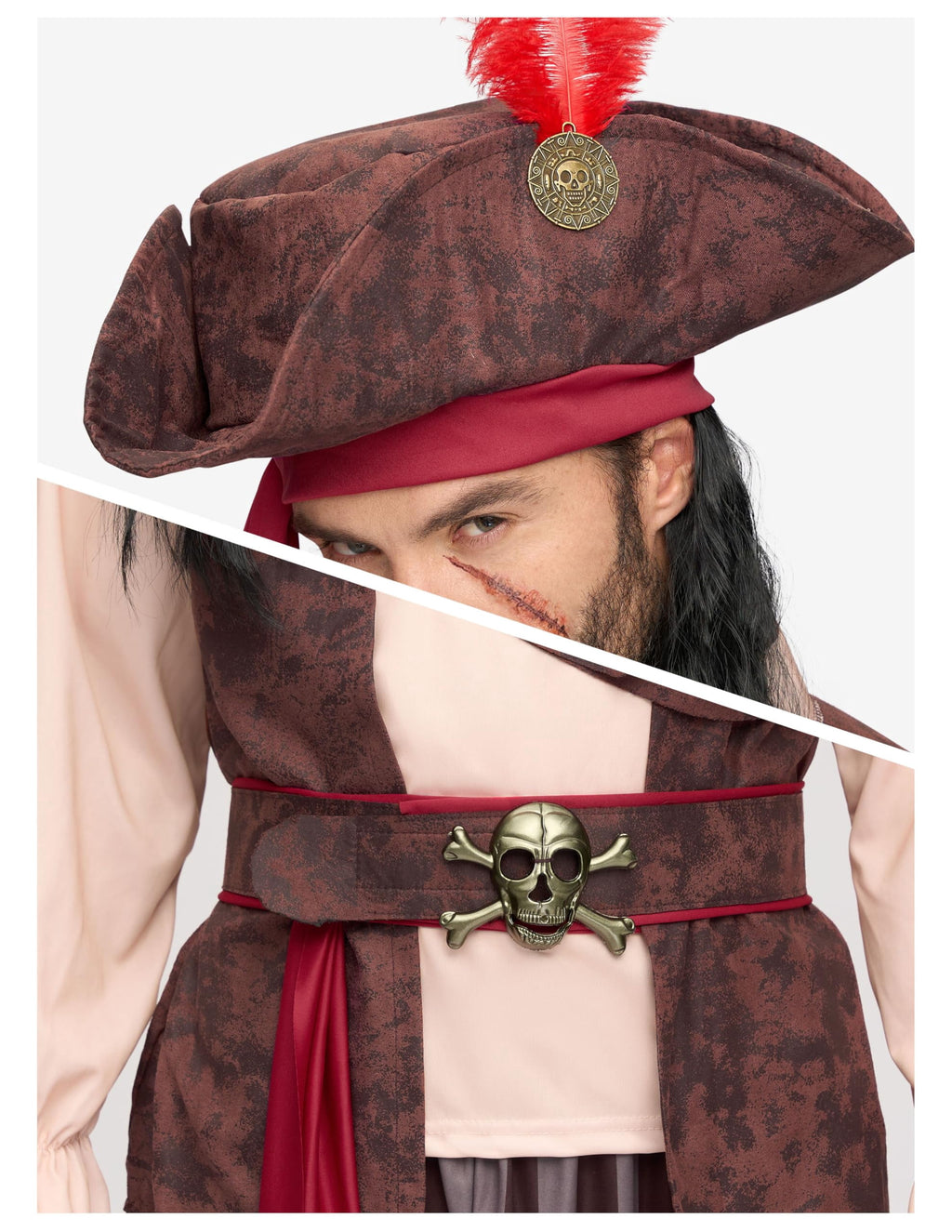 Joyfy Men Pirate Costume Set, Adult Halloween Costume Renaissance Medieval Viking Pirate Costume for Halloween Fancy Dress Up Party Cosplay