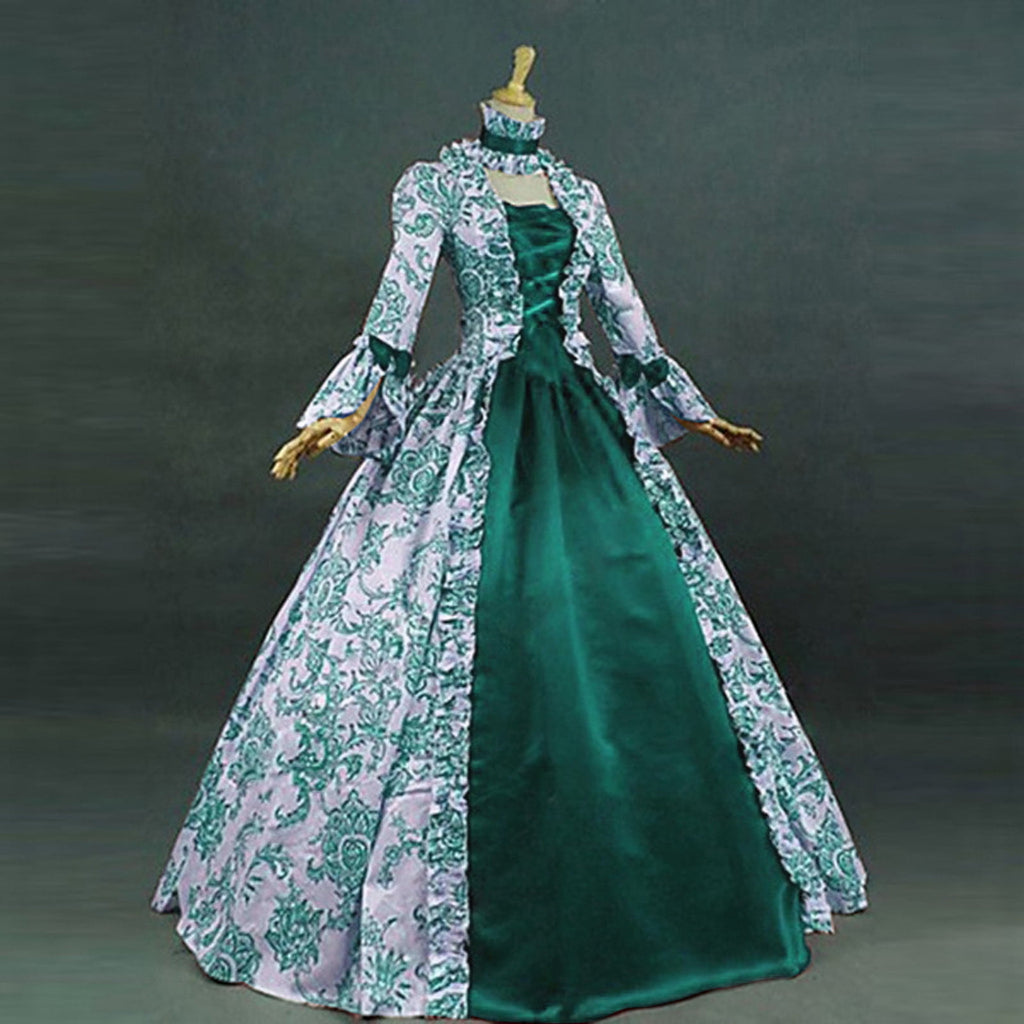 DDAPJ pyju Medieval Dress for Women Evening Masquerade Ball Gowns Vintage 1700S Victorian Renaissance Costume Green XXXXXL