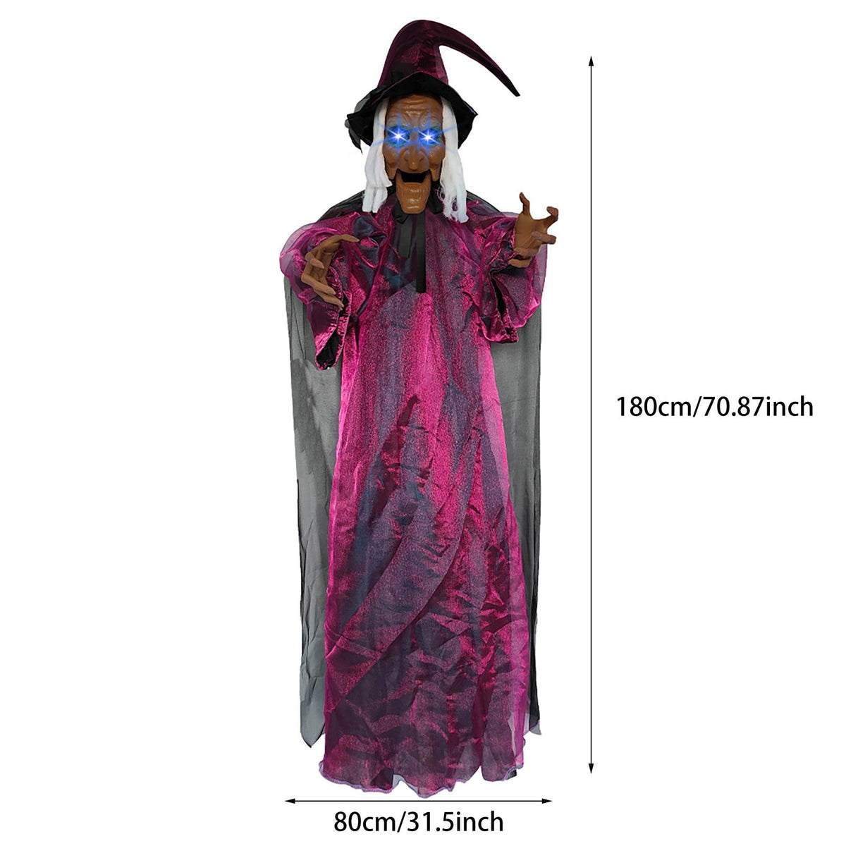 ZTTD Life Size Hanging Witch Halloween Decor (71 Inches) | Sound & Touch Activated Talking Halloween Decorations | Witch Props Excellent Choice for Haunted House | Indoor & Outdoor Animated Prop